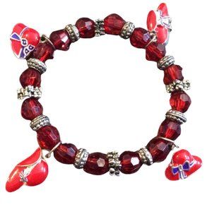 👗5/$25 - Red Hat Society Beaded Stretch Bracelet